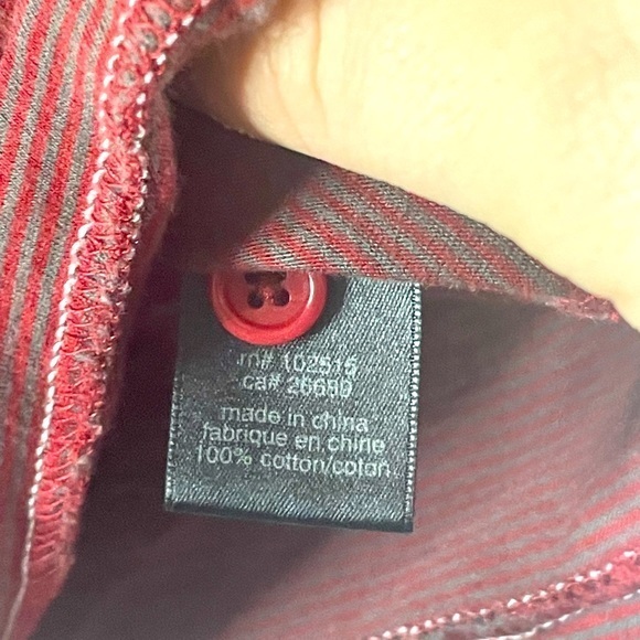 John Varvatos Maroon and Grey Striped Collared Short Sleeve Size Small - Picture 12 of 12